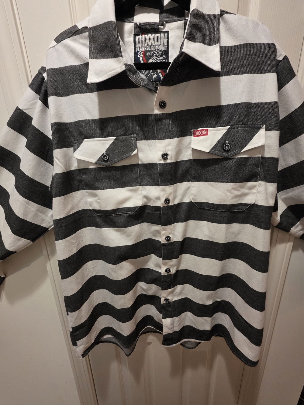 DIXXON The Tracker Black & White Striped Men's Button-Up Shirt